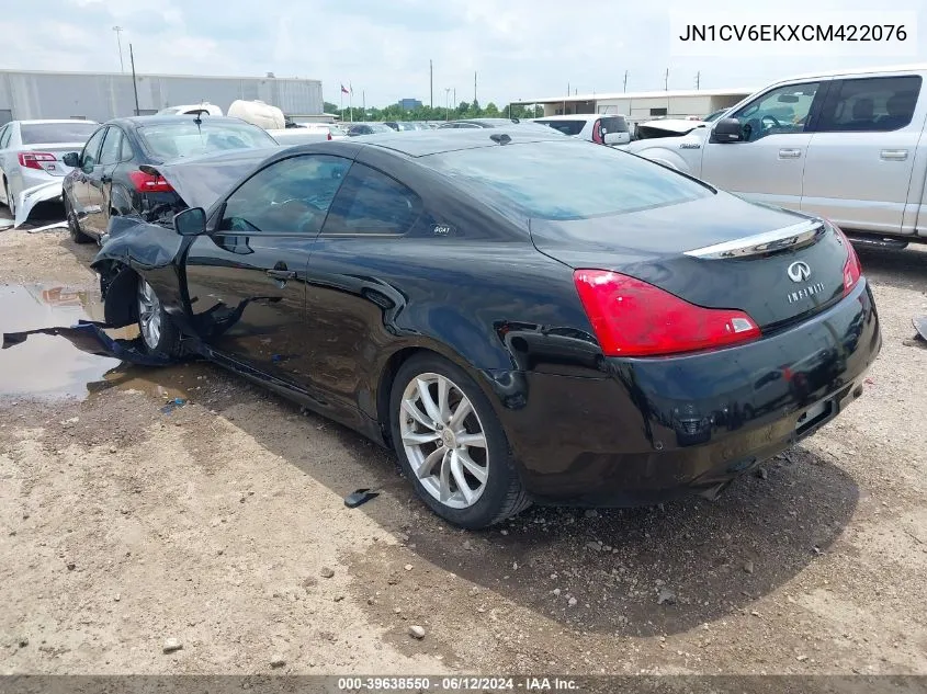 2012 Infiniti G37 Journey VIN: JN1CV6EKXCM422076 Lot: 39638550