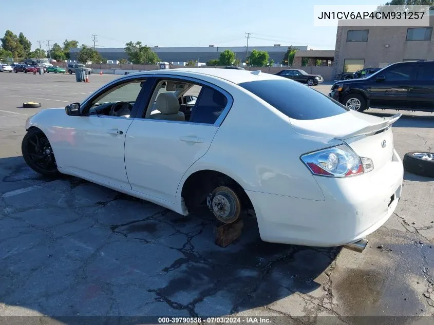 2012 Infiniti G37 Journey VIN: JN1CV6AP4CM931257 Lot: 39790558