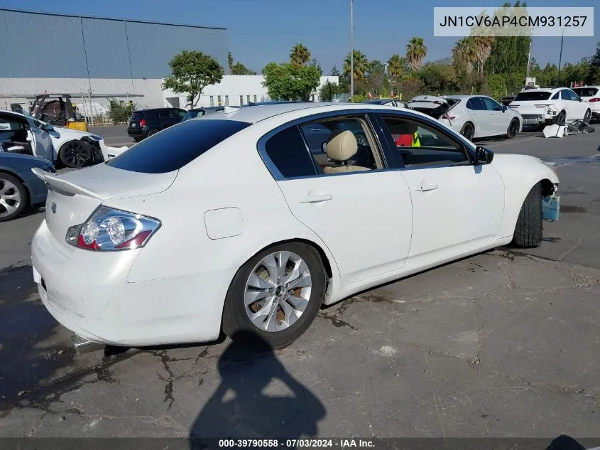 2012 Infiniti G37 Journey VIN: JN1CV6AP4CM931257 Lot: 39790558