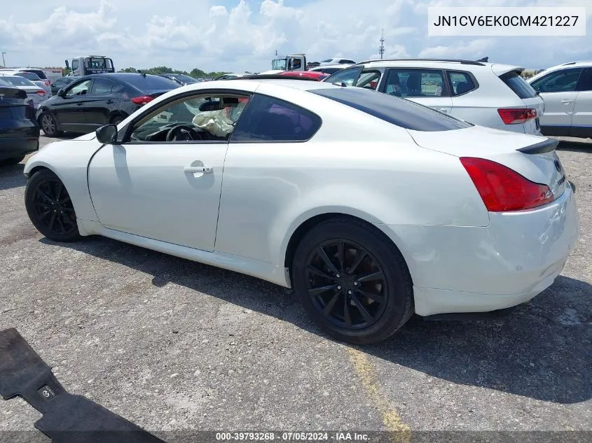 2012 Infiniti G37 Journey VIN: JN1CV6EK0CM421227 Lot: 39793268