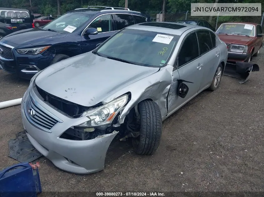 2012 Infiniti G37X VIN: JN1CV6AR7CM972094 Lot: 39880273