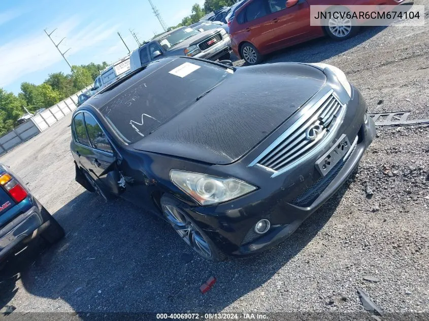 2012 Infiniti G37X VIN: JN1CV6AR6CM674104 Lot: 40069072