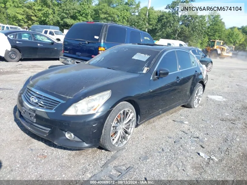 2012 Infiniti G37X VIN: JN1CV6AR6CM674104 Lot: 40069072