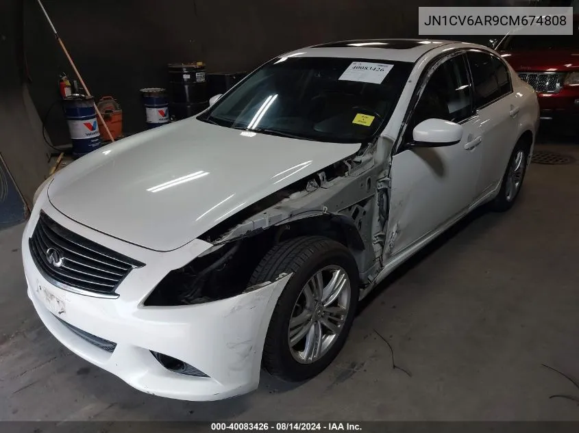 2012 Infiniti G37X VIN: JN1CV6AR9CM674808 Lot: 40083426