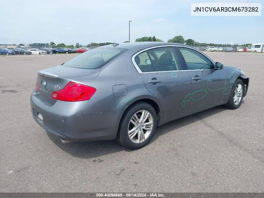 2012 Infiniti G37X VIN: JN1CV6AR3CM673282 Lot: 40096669