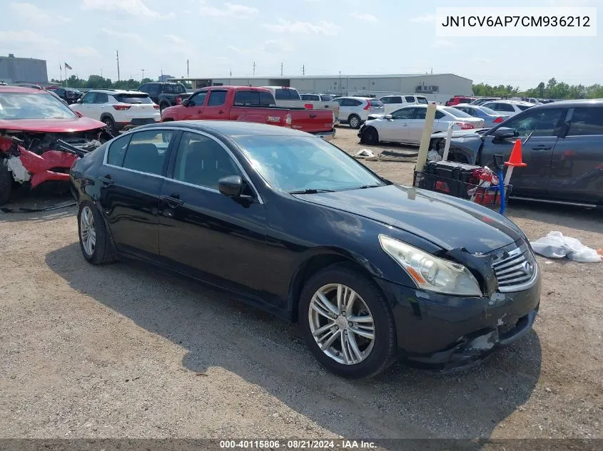 2012 Infiniti G37 Journey VIN: JN1CV6AP7CM936212 Lot: 40115806