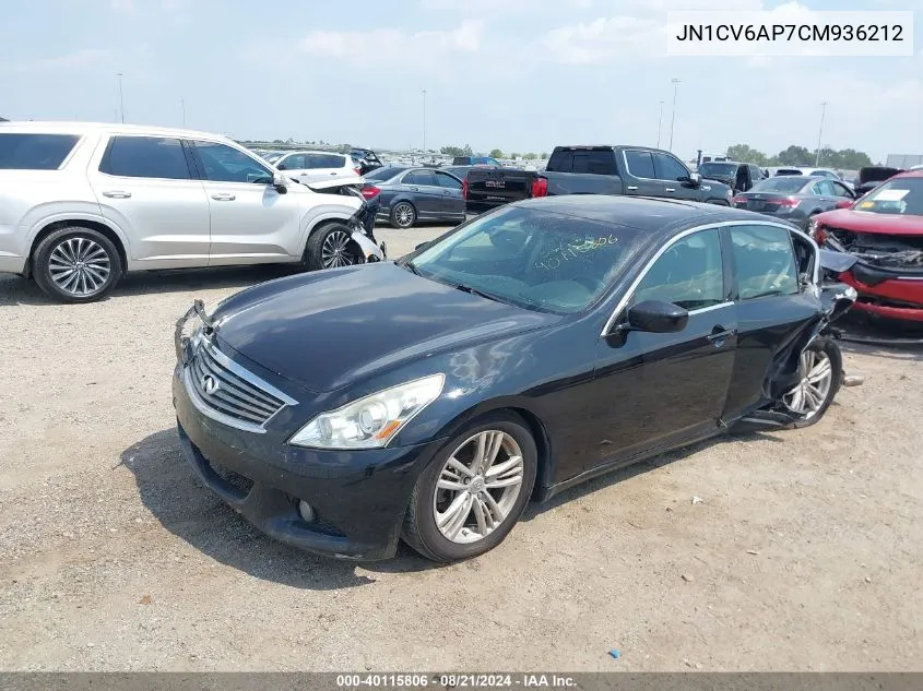 2012 Infiniti G37 Journey VIN: JN1CV6AP7CM936212 Lot: 40115806