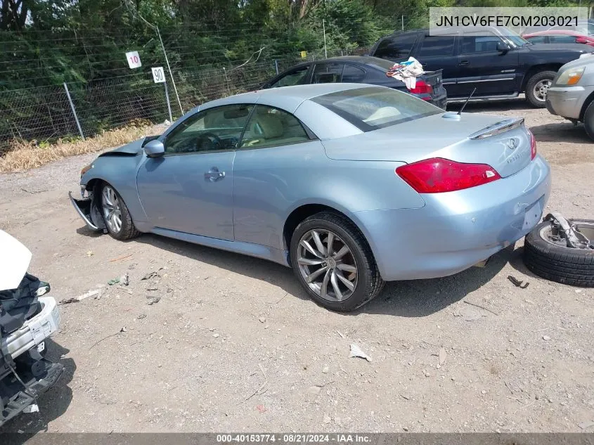 2012 Infiniti G37 Sport VIN: JN1CV6FE7CM203021 Lot: 40153774