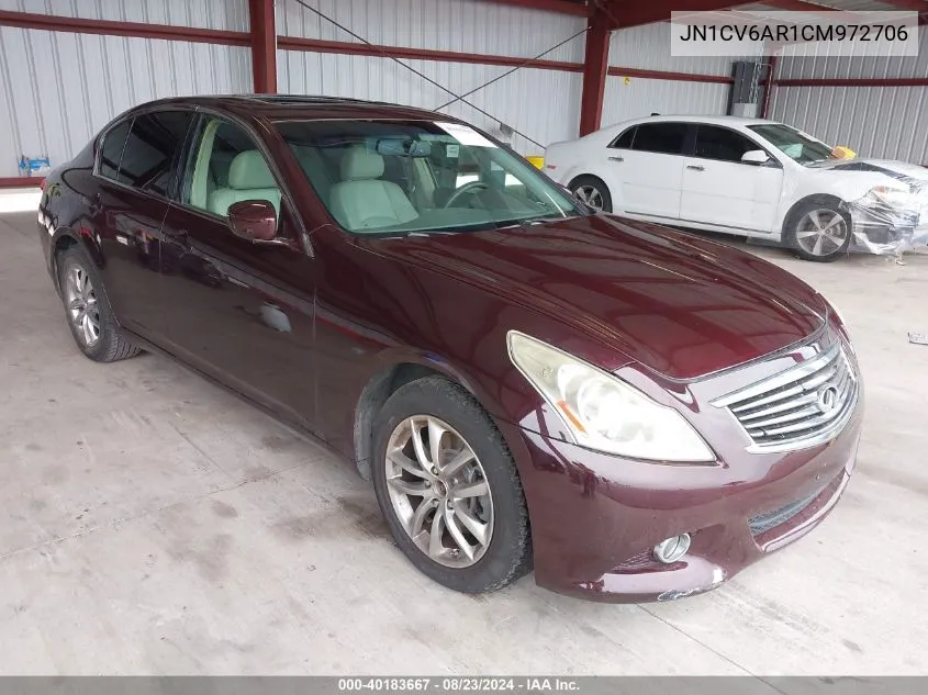 2012 Infiniti G37X VIN: JN1CV6AR1CM972706 Lot: 40183667