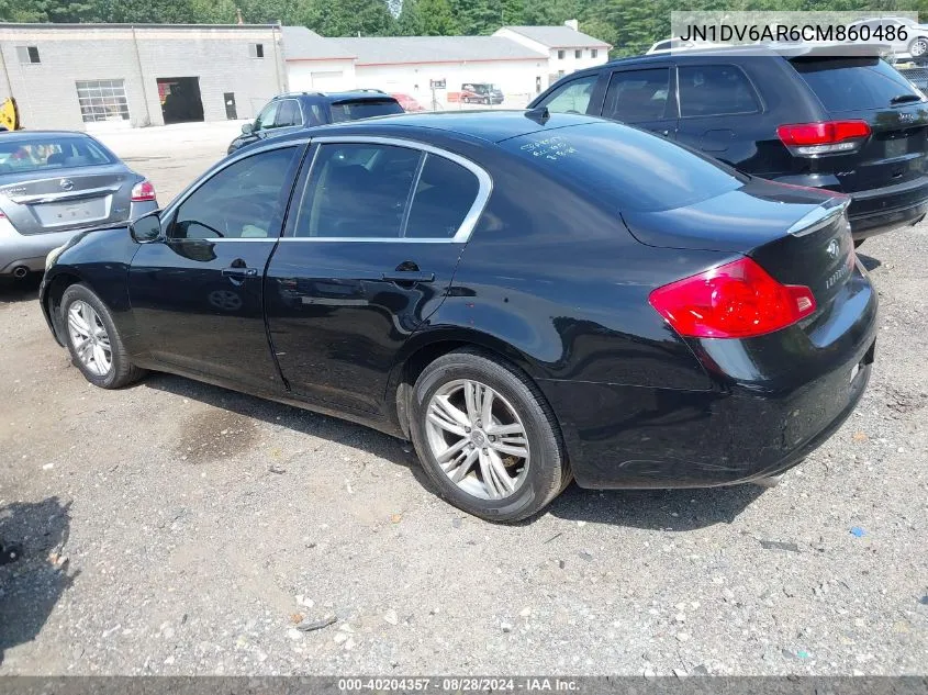 2012 Infiniti G25X VIN: JN1DV6AR6CM860486 Lot: 40204357