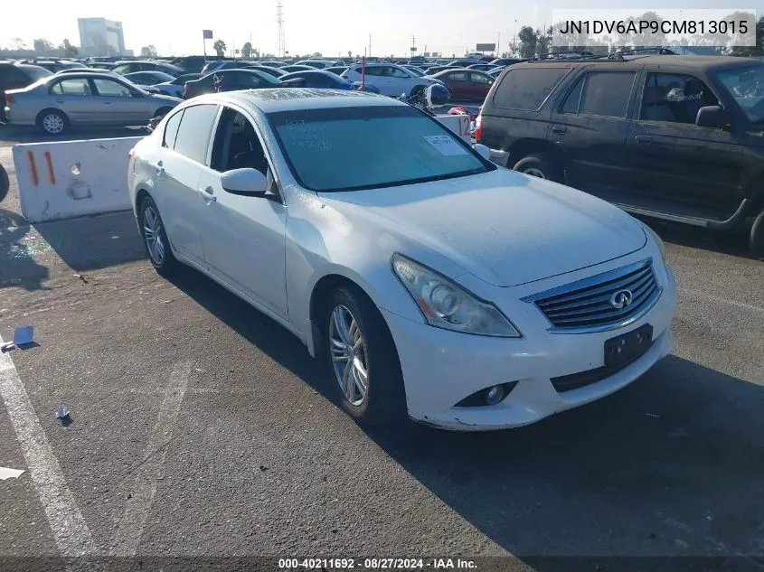 2012 Infiniti G25 Journey VIN: JN1DV6AP9CM813015 Lot: 40211692