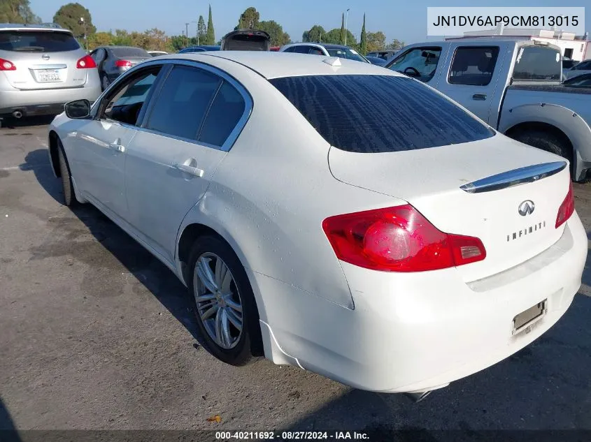 2012 Infiniti G25 Journey VIN: JN1DV6AP9CM813015 Lot: 40211692