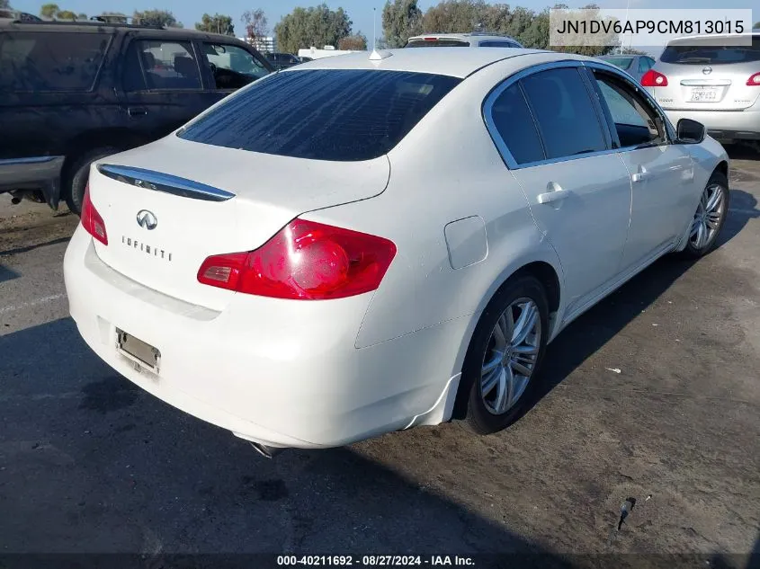 2012 Infiniti G25 Journey VIN: JN1DV6AP9CM813015 Lot: 40211692