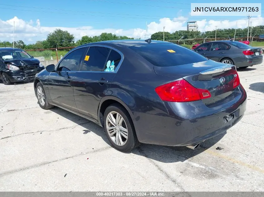 2012 Infiniti G37X VIN: JN1CV6ARXCM971263 Lot: 40217303