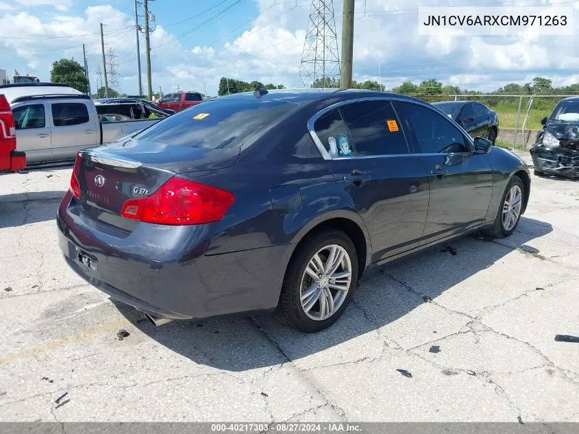 2012 Infiniti G37X VIN: JN1CV6ARXCM971263 Lot: 40217303