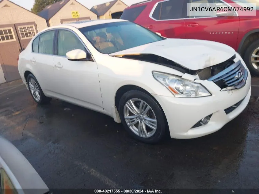 2012 Infiniti G37X VIN: JN1CV6AR6CM674992 Lot: 40217555