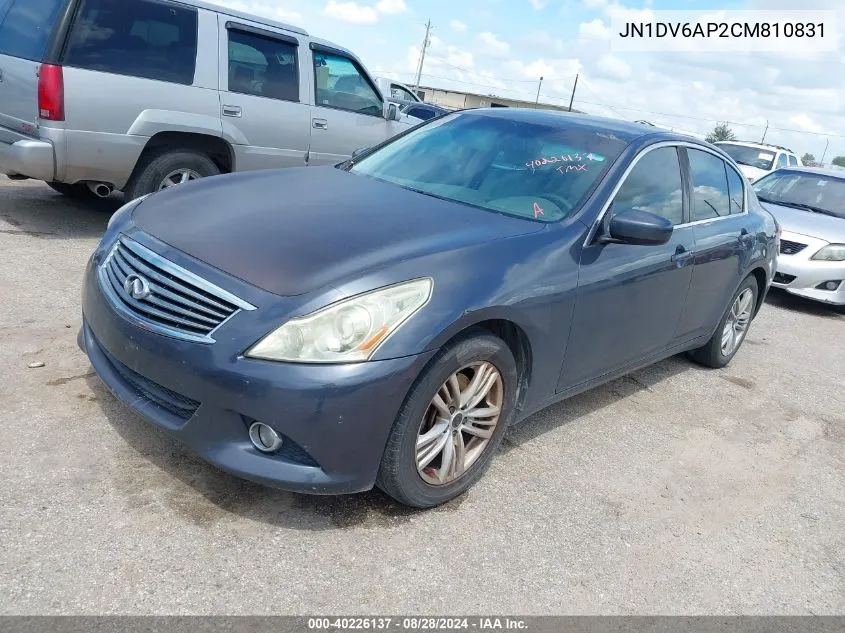 2012 Infiniti G25 Journey VIN: JN1DV6AP2CM810831 Lot: 40226137