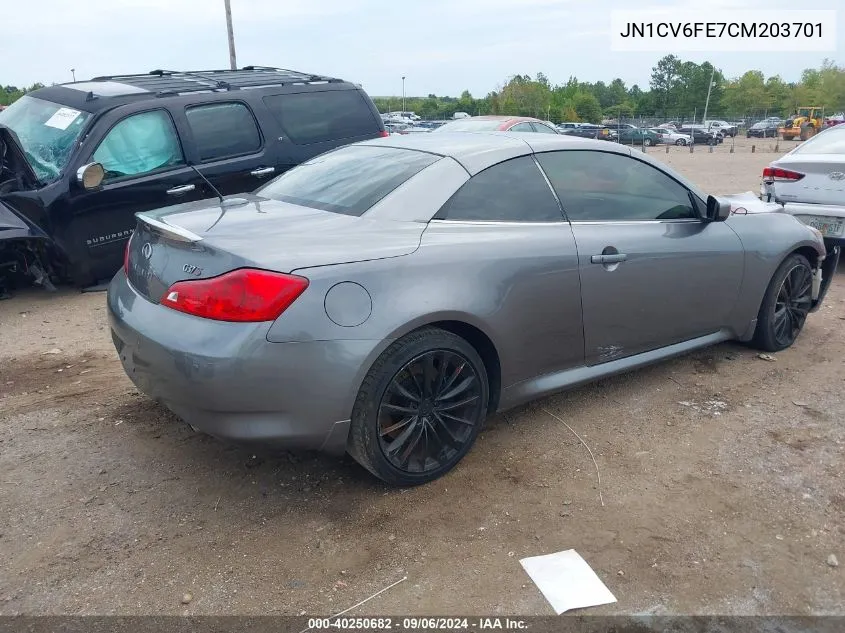 2012 Infiniti G37 VIN: JN1CV6FE7CM203701 Lot: 40250682