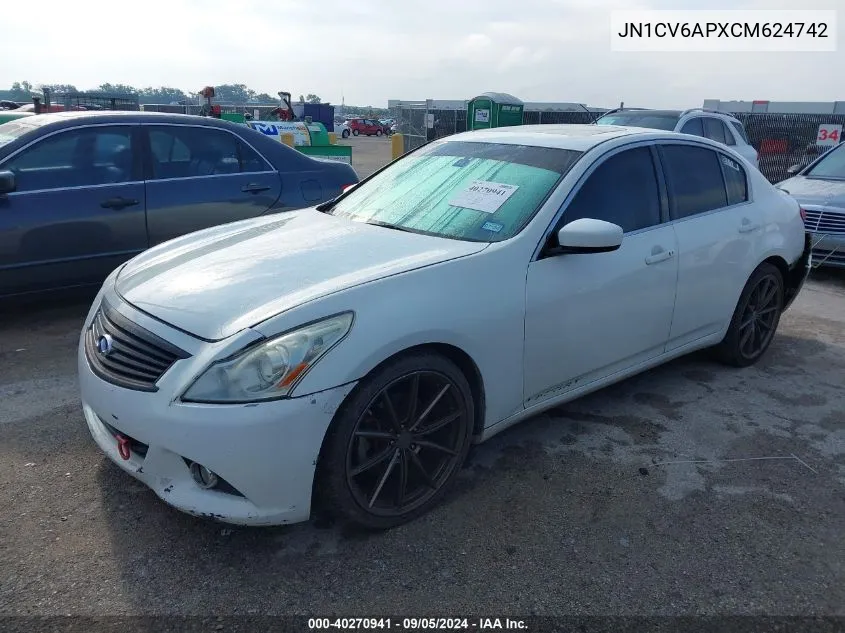 2012 Infiniti G37 Sport VIN: JN1CV6APXCM624742 Lot: 40270941