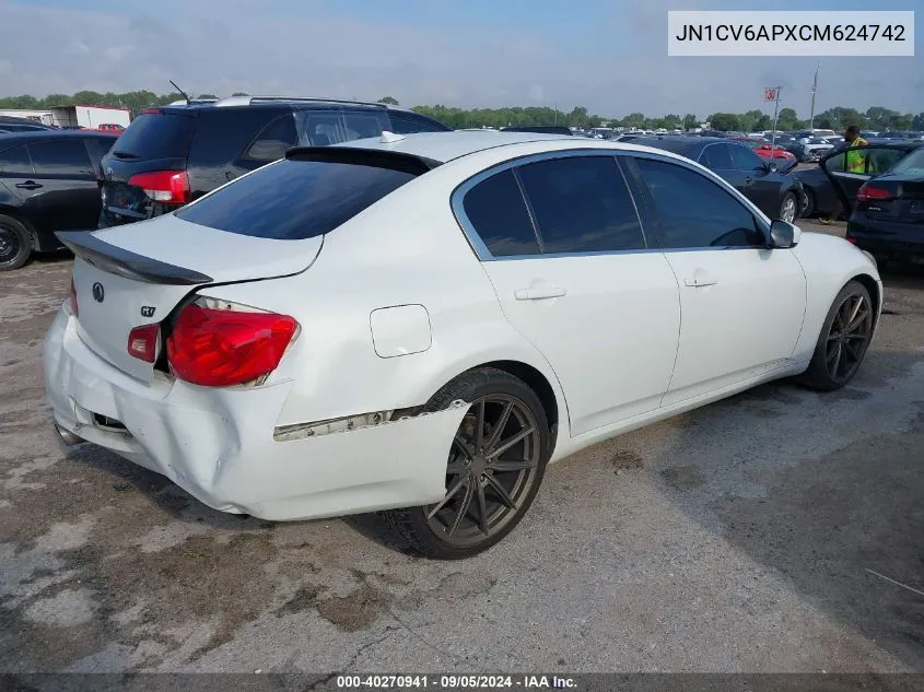 2012 Infiniti G37 Sport VIN: JN1CV6APXCM624742 Lot: 40270941