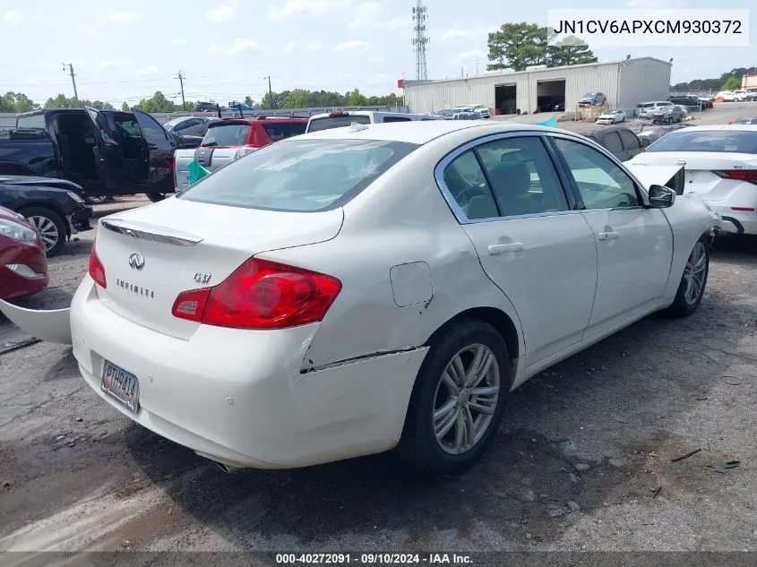 2012 Infiniti G37 Journey VIN: JN1CV6APXCM930372 Lot: 40272091