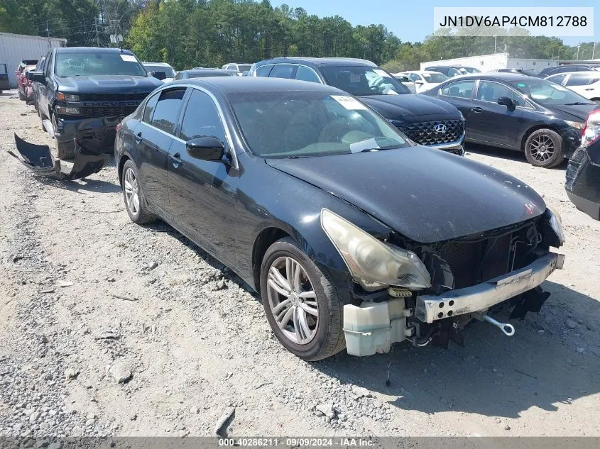 2012 Infiniti G25 Journey VIN: JN1DV6AP4CM812788 Lot: 40286211