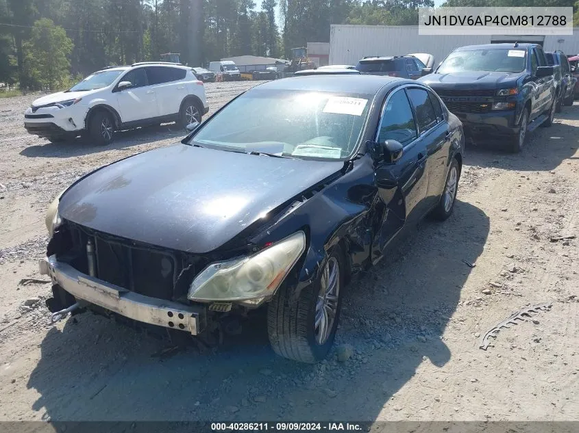 2012 Infiniti G25 Journey VIN: JN1DV6AP4CM812788 Lot: 40286211