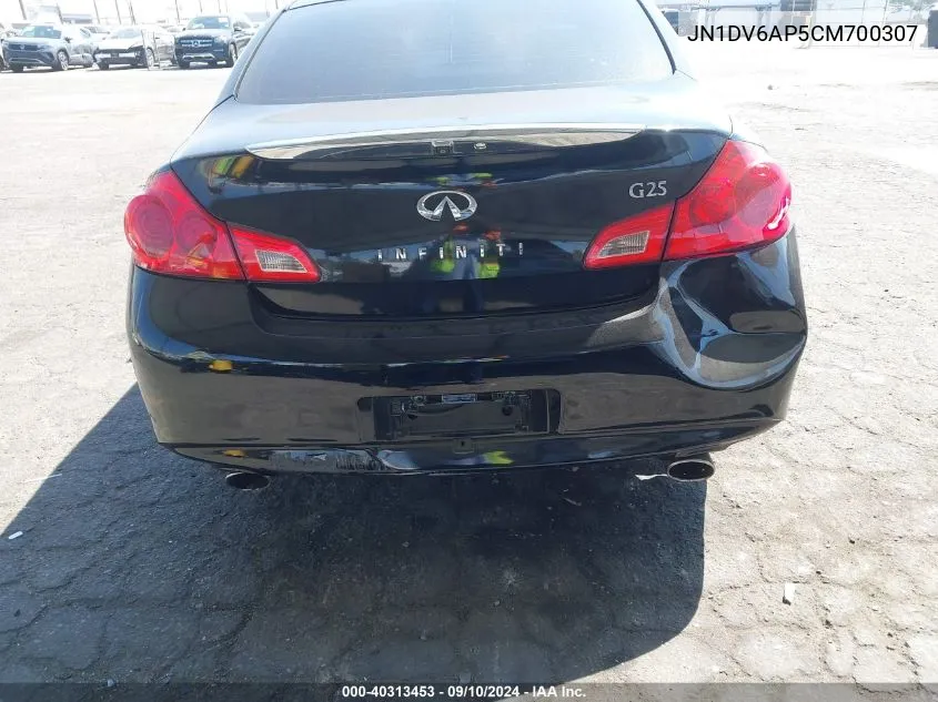 2012 Infiniti G25 Journey VIN: JN1DV6AP5CM700307 Lot: 40313453