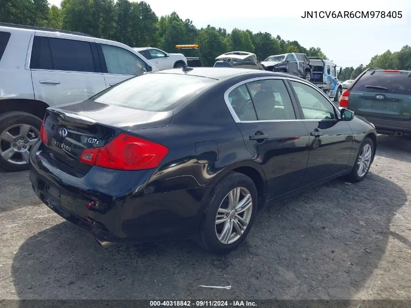 2012 Infiniti G37 VIN: JN1CV6AR6CM978405 Lot: 40318842