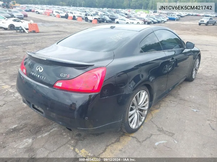 2012 Infiniti G37 Journey VIN: JN1CV6EK5CM421742 Lot: 40342223