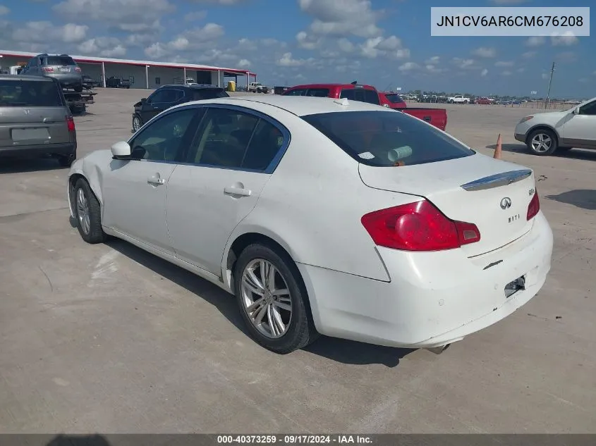 2012 Infiniti G37X VIN: JN1CV6AR6CM676208 Lot: 40373259