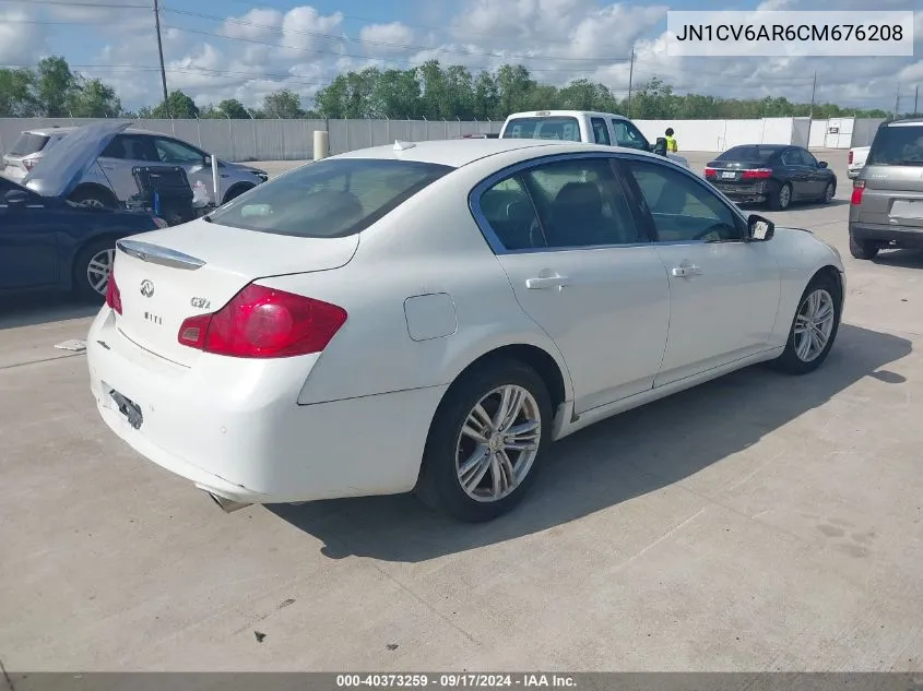 2012 Infiniti G37X VIN: JN1CV6AR6CM676208 Lot: 40373259