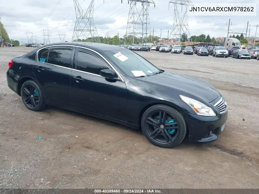 2012 Infiniti G37X VIN: JN1CV6ARXCM978262 Lot: 40389460