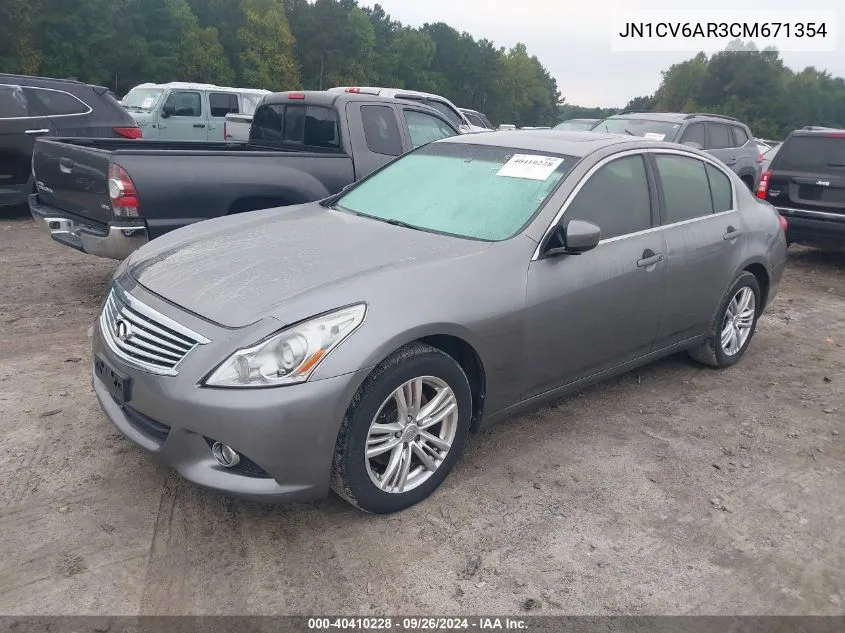 2012 Infiniti G37X X VIN: JN1CV6AR3CM671354 Lot: 40410228