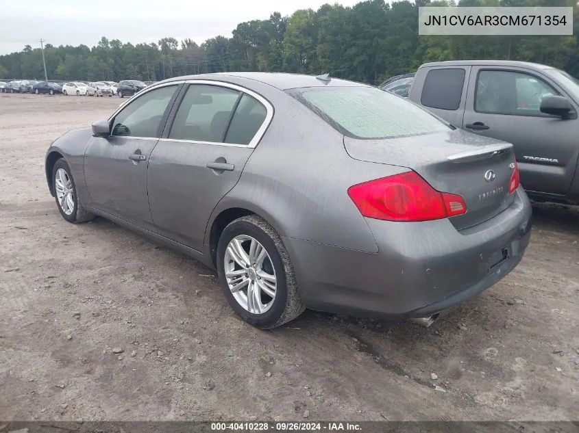 2012 Infiniti G37X X VIN: JN1CV6AR3CM671354 Lot: 40410228