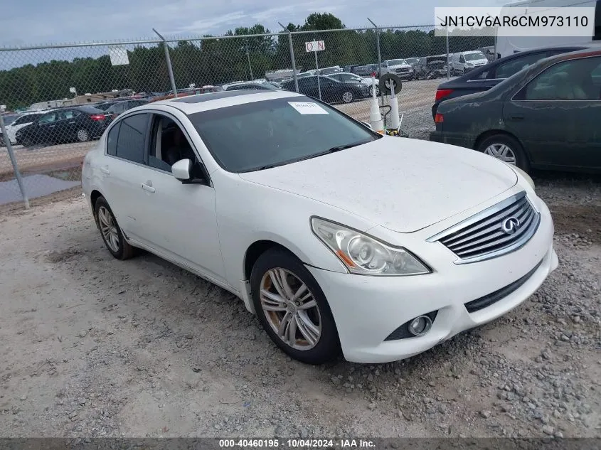 2012 Infiniti G37X VIN: JN1CV6AR6CM973110 Lot: 40460195