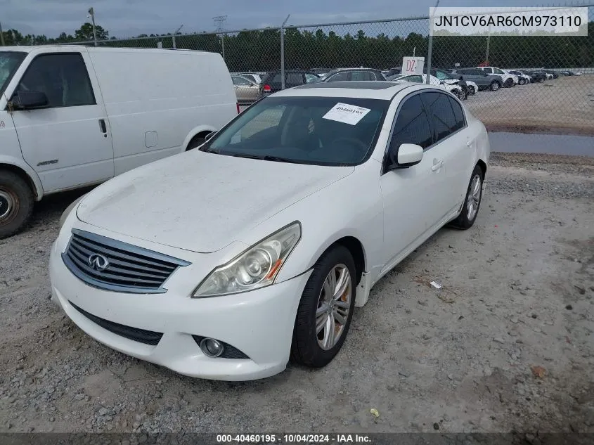 2012 Infiniti G37X VIN: JN1CV6AR6CM973110 Lot: 40460195