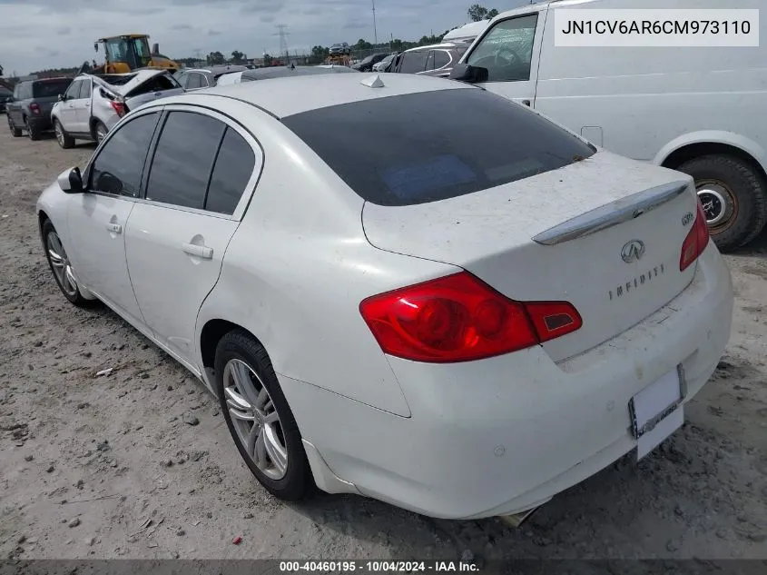 2012 Infiniti G37X VIN: JN1CV6AR6CM973110 Lot: 40460195