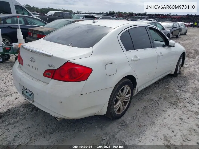 2012 Infiniti G37X VIN: JN1CV6AR6CM973110 Lot: 40460195