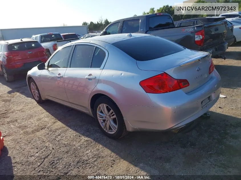 2012 Infiniti G37 VIN: JN1CV6AR2CM972343 Lot: 40476473