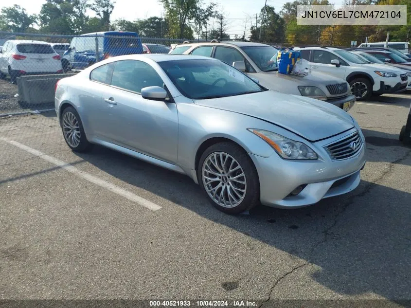 2012 Infiniti G37X VIN: JN1CV6EL7CM472104 Lot: 40521933