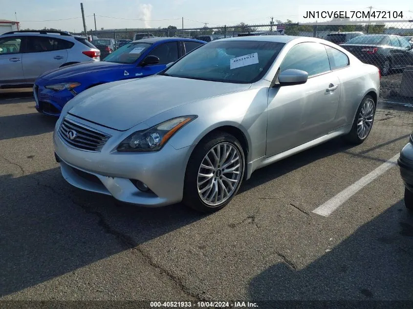 2012 Infiniti G37X VIN: JN1CV6EL7CM472104 Lot: 40521933