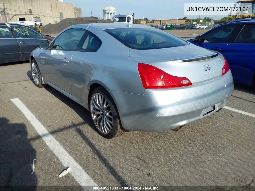 2012 Infiniti G37X VIN: JN1CV6EL7CM472104 Lot: 40521933