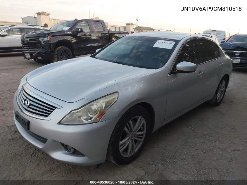 2012 Infiniti G25 Journey VIN: JN1DV6AP9CM810518 Lot: 40536020