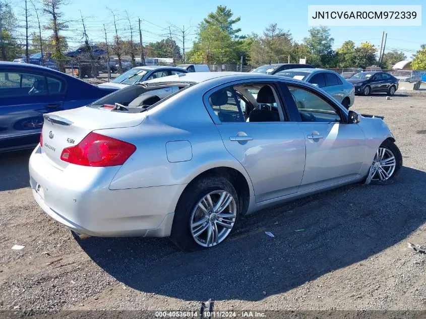 2012 Infiniti G37 VIN: JN1CV6AR0CM972339 Lot: 40536814