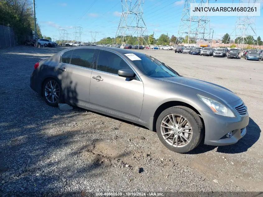 2012 Infiniti G37X VIN: JN1CV6AR8CM680261 Lot: 40550539