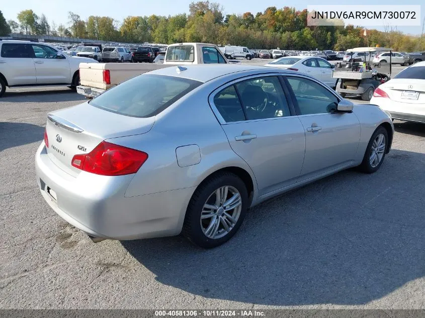 2012 Infiniti G25X VIN: JN1DV6AR9CM730072 Lot: 40581306