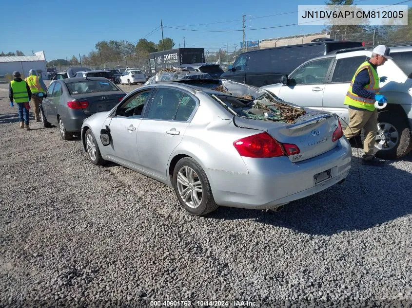 2012 Infiniti G25 Journey VIN: JN1DV6AP1CM812005 Lot: 40601763