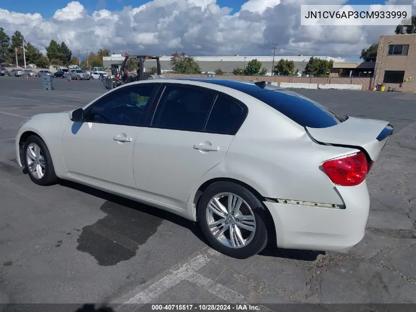 2012 Infiniti G37 Journey VIN: JN1CV6AP3CM933999 Lot: 40715517