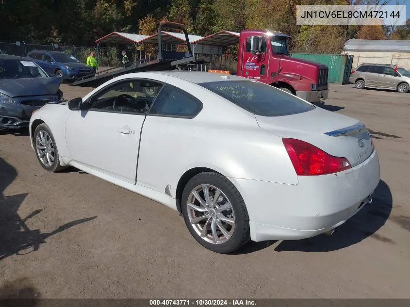 2012 Infiniti G37X VIN: JN1CV6EL8CM472144 Lot: 40743771